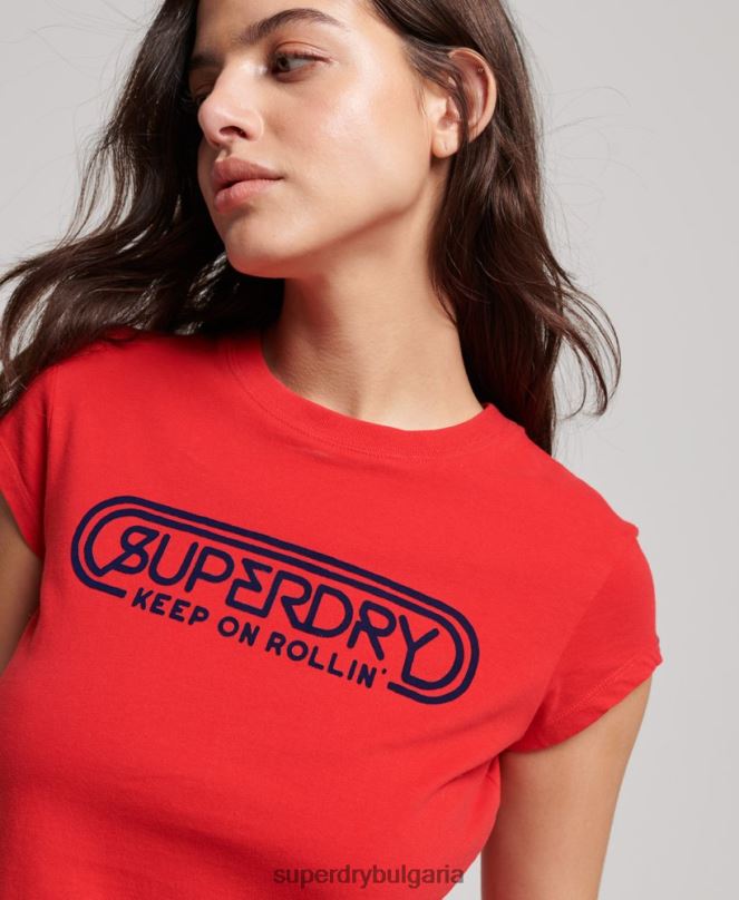 Superdry облекло N00H2649 червен Жени ретро ролка с тениска