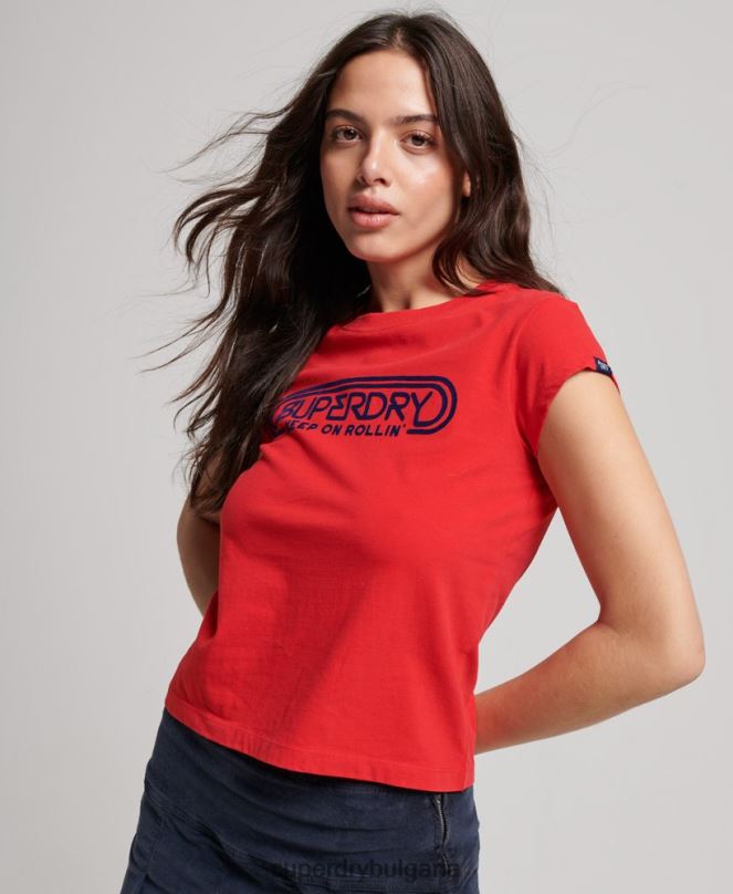 Superdry облекло N00H2649 червен Жени ретро ролка с тениска