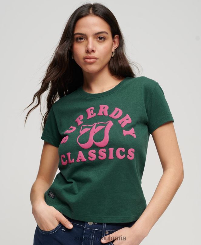 Superdry облекло N00H2650 зелено Жени архивна неонова графична тениска