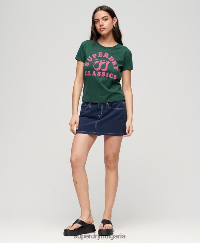 Superdry облекло N00H2650 зелено Жени архивна неонова графична тениска