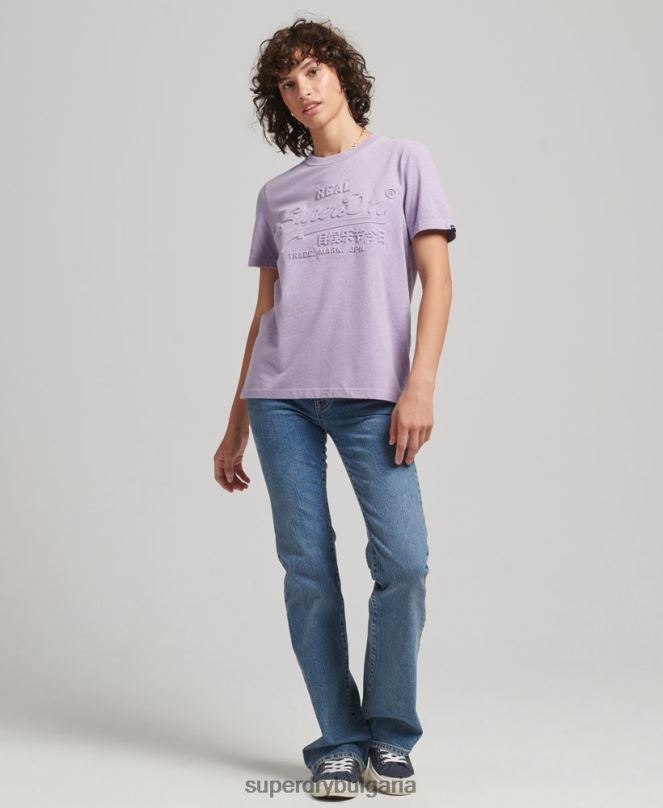 Superdry облекло N00H2652 лилаво Жени ретро релефна тениска с лого