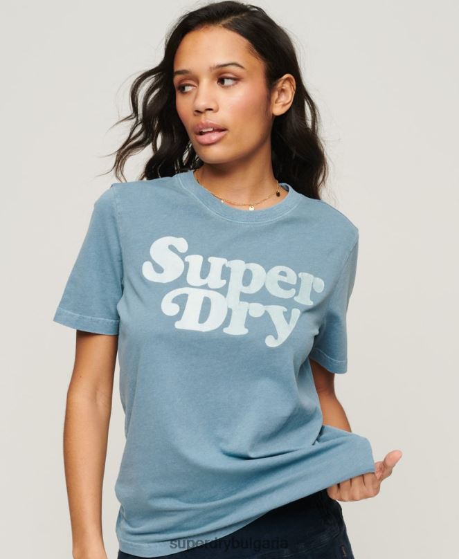 Superdry облекло N00H2653 сиво Жени тениска с лого на Cooper Classic от 70-те