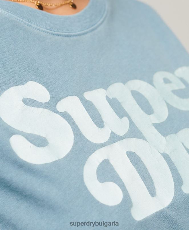 Superdry облекло N00H2653 сиво Жени тениска с лого на Cooper Classic от 70-те