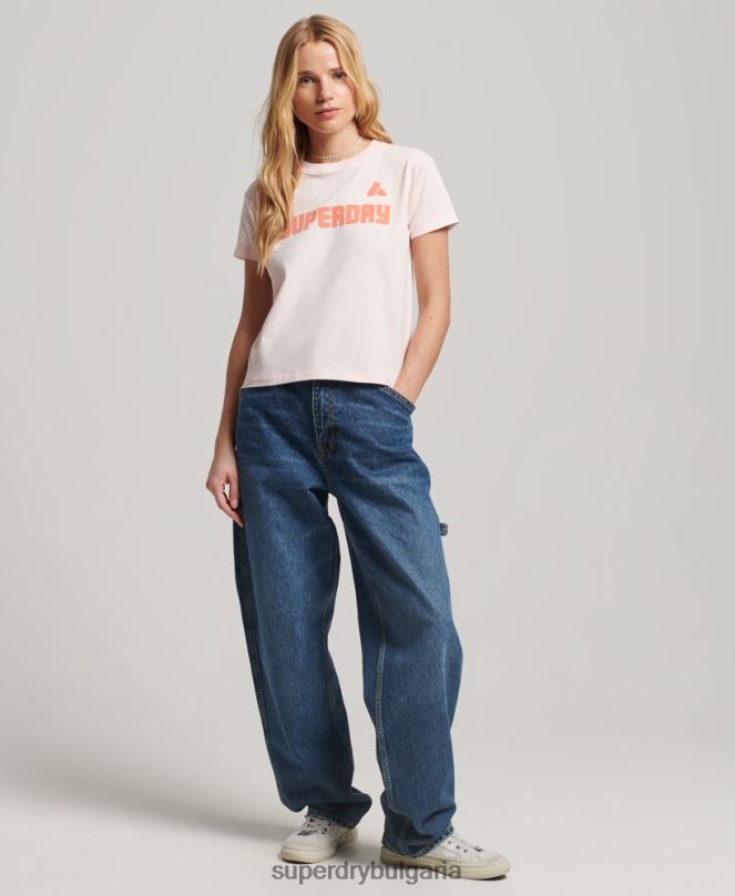 Superdry облекло N00H2655 розово Жени графична тениска от 90-те
