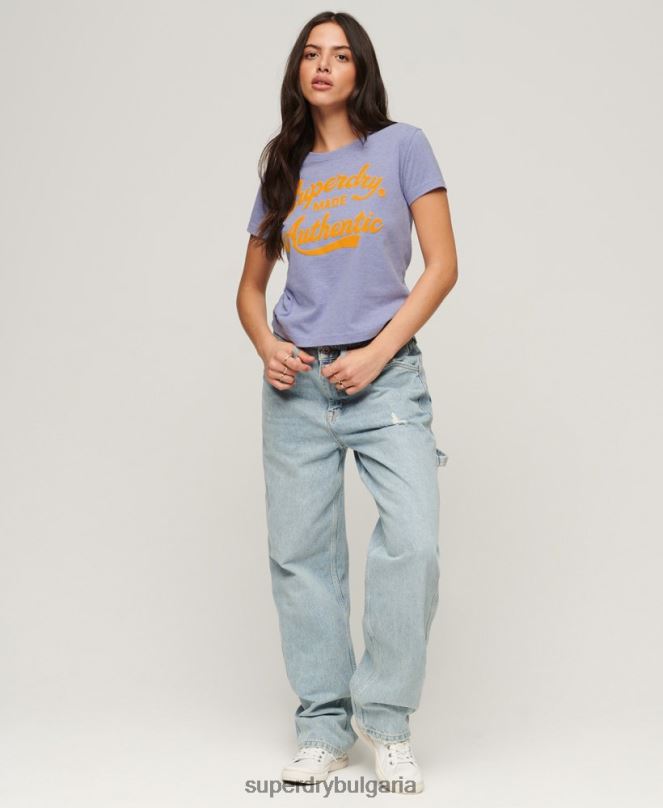 Superdry облекло N00H2657 лилаво Жени архивна неонова графична тениска