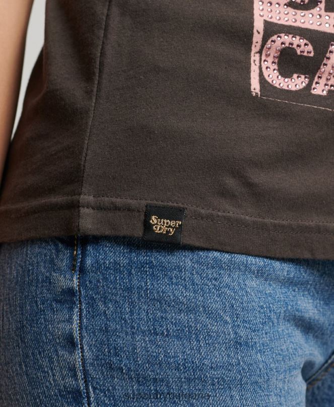 Superdry облекло N00H2658 тъмно сив Жени тениска с lo-fi плакат