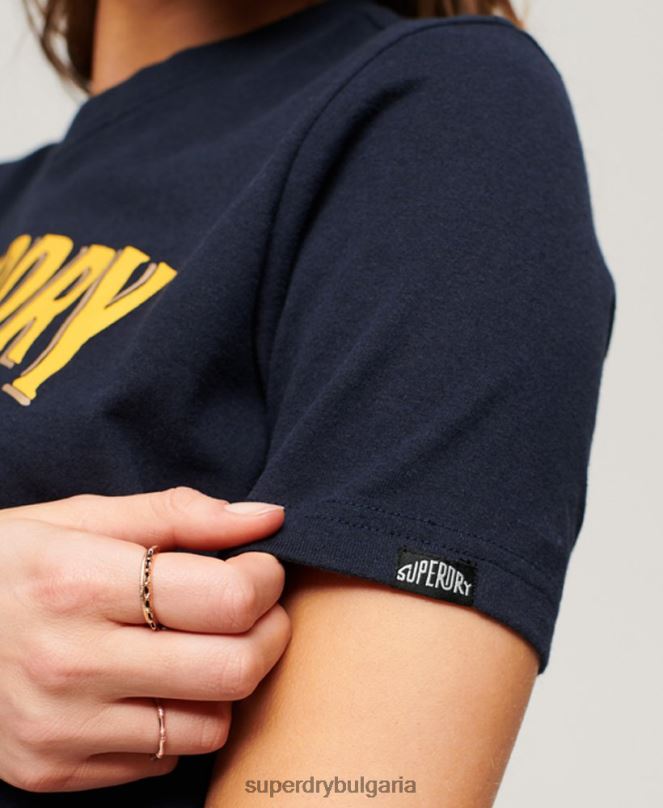 Superdry облекло N00H2659 военноморски флот Жени сувенирна графична тениска за пътуване
