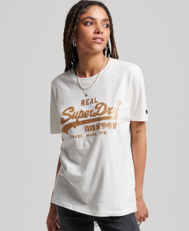Superdry облекло N00H2660 бяло Жени тениска с ретро лого