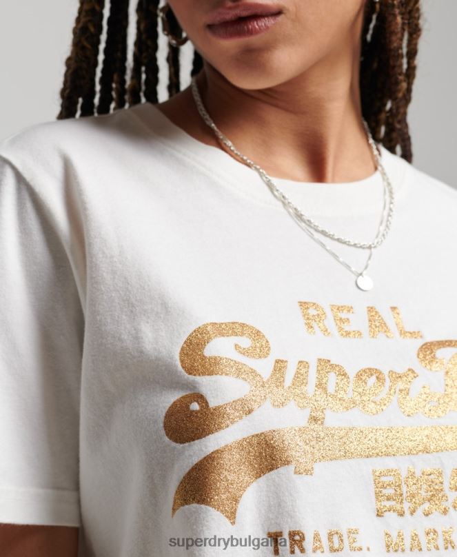 Superdry облекло N00H2660 бяло Жени тениска с ретро лого