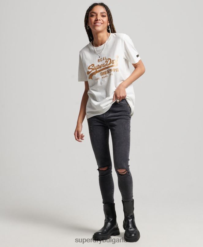 Superdry облекло N00H2660 бяло Жени тениска с ретро лого