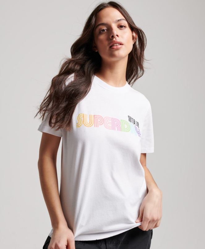 Superdry облекло N00H2662 бяло Жени ретро ретро дъга тениска