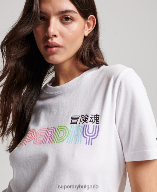 Superdry облекло N00H2662 бяло Жени ретро ретро дъга тениска