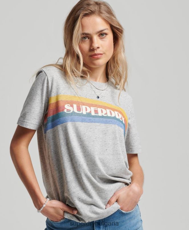 Superdry облекло N00H2663 сиво Жени реколта страхотна тениска за открито