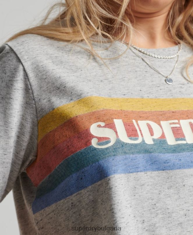 Superdry облекло N00H2663 сиво Жени реколта страхотна тениска за открито
