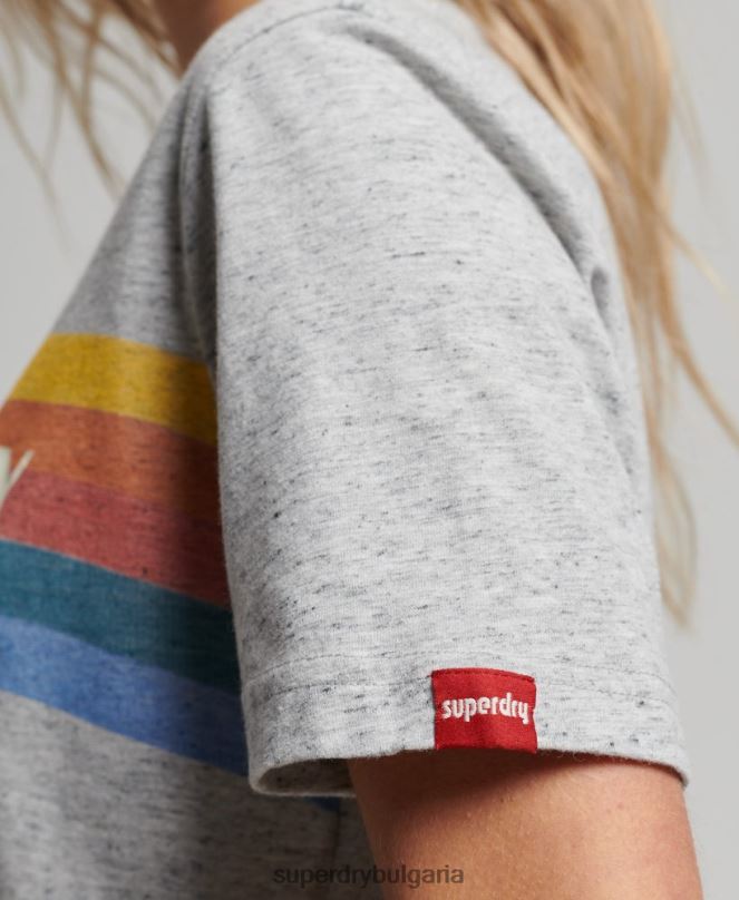 Superdry облекло N00H2663 сиво Жени реколта страхотна тениска за открито