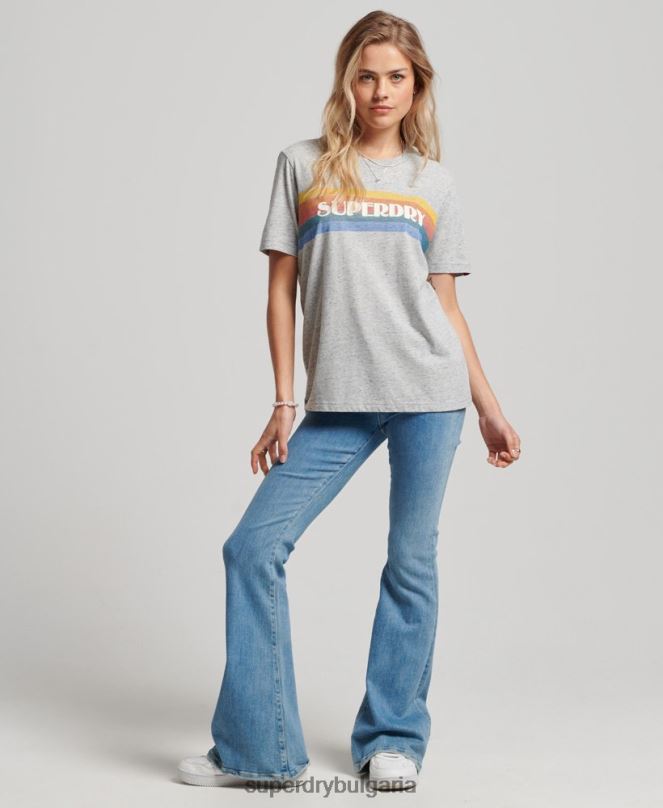 Superdry облекло N00H2663 сиво Жени реколта страхотна тениска за открито