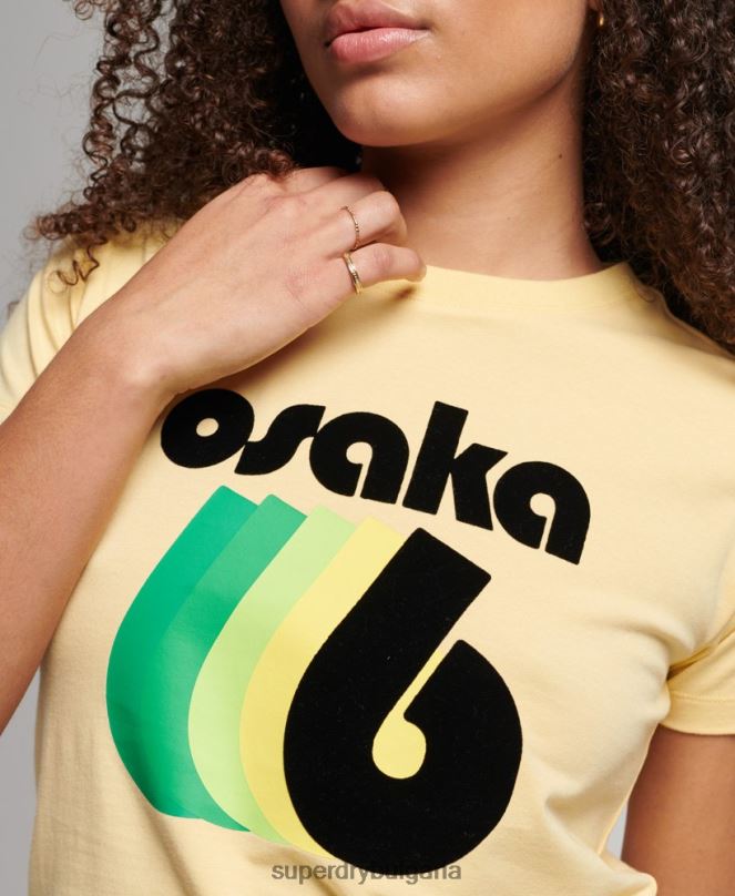 Superdry облекло N00H2667 жълто Жени графична тениска от 90-те