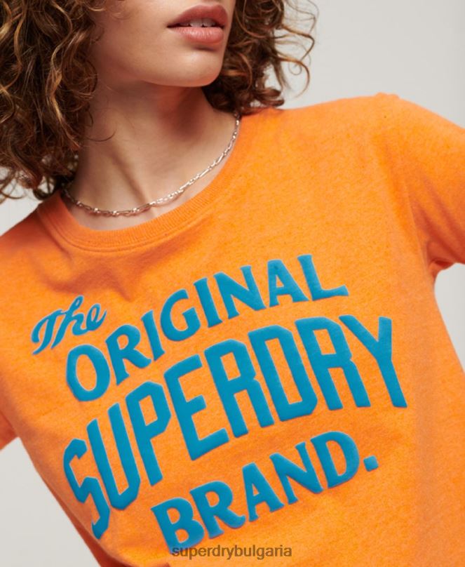 Superdry облекло N00H2668 оранжево Жени архивна неонова графична тениска