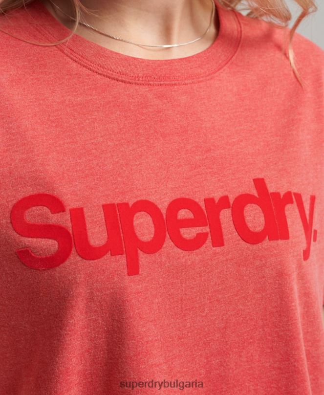 Superdry облекло N00H2669 червен Жени тениска с основно лого от 80-те