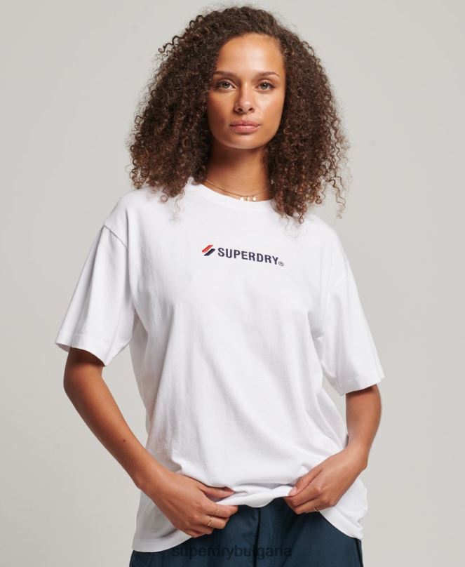 Superdry облекло N00H2673 бяло Жени широка тениска с апликация на лого