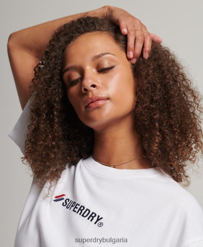 Superdry облекло N00H2673 бяло Жени широка тениска с апликация на лого