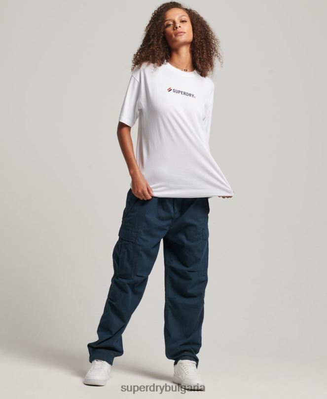 Superdry облекло N00H2673 бяло Жени широка тениска с апликация на лого