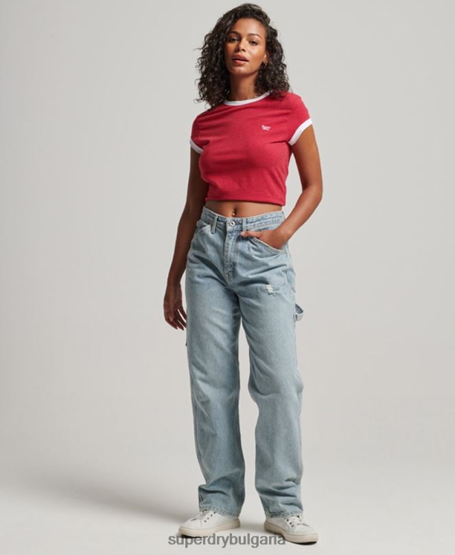 Superdry облекло N00H2674 червен Жени звънна тениска