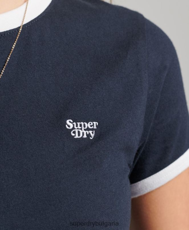 Superdry облекло N00H2675 военноморски флот Жени тениска тип ringer от органичен памук