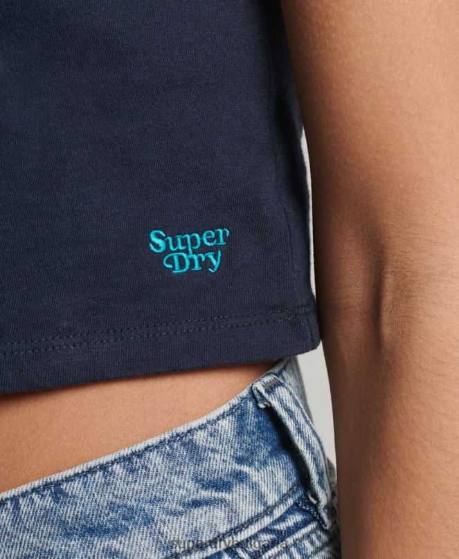 Superdry облекло N00H2677 военноморски флот Жени тениска с винтидж райета