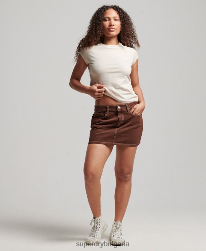 Superdry облекло N00H2681 бежово Жени ретро тениска с капачка и ръкав с лого