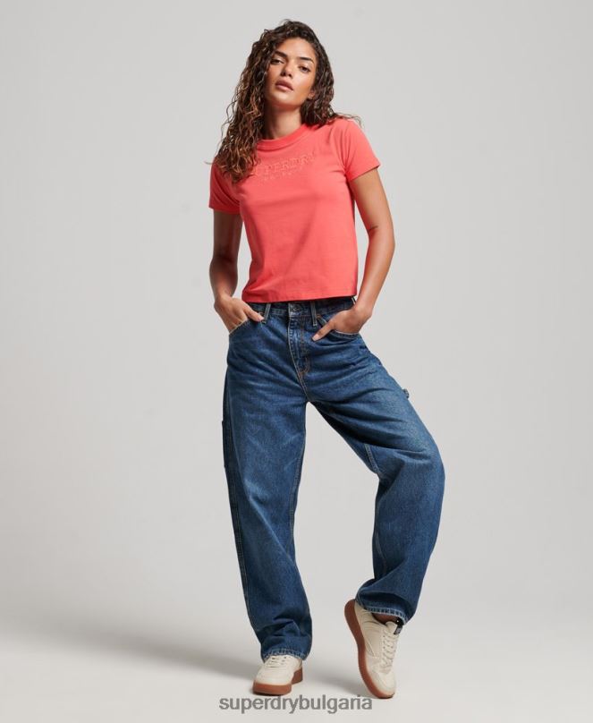 Superdry облекло N00H2685 розово Жени графична тениска от 90-те