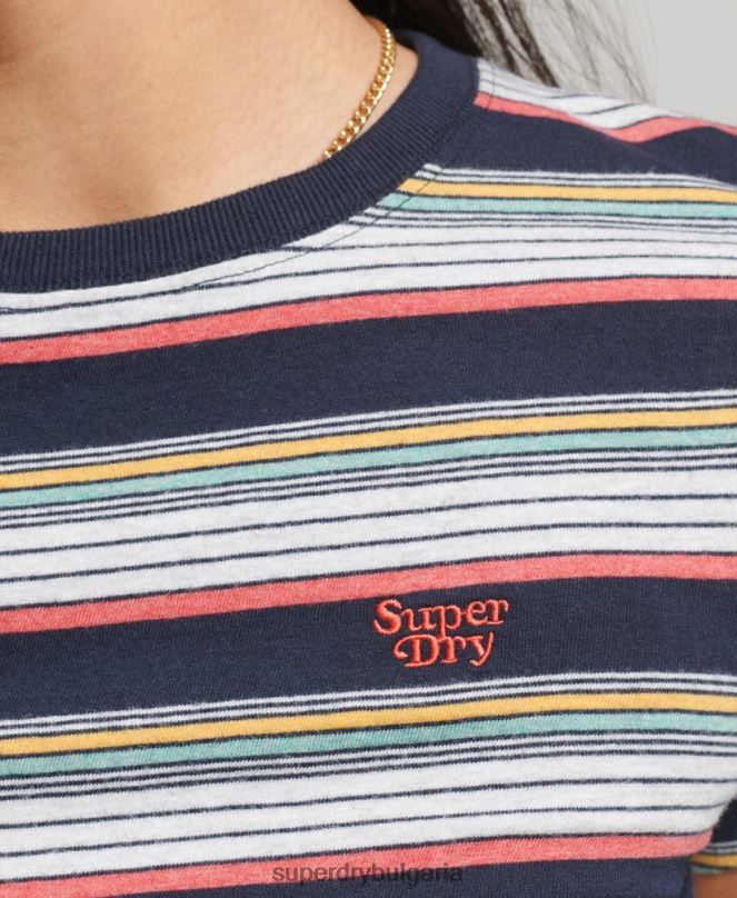 Superdry облекло N00H2686 военноморски флот Жени тениска с винтидж райета