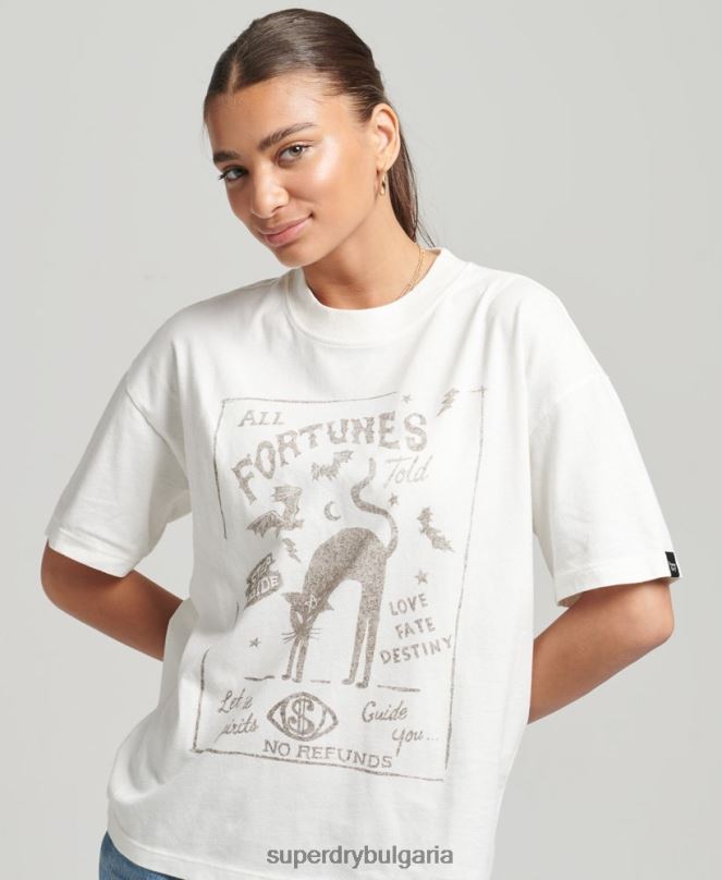 Superdry облекло N00H2687 бяло Жени винтидж небесна тениска