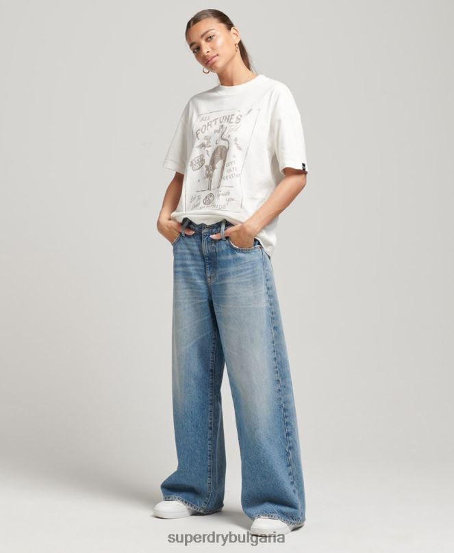 Superdry облекло N00H2687 бяло Жени винтидж небесна тениска