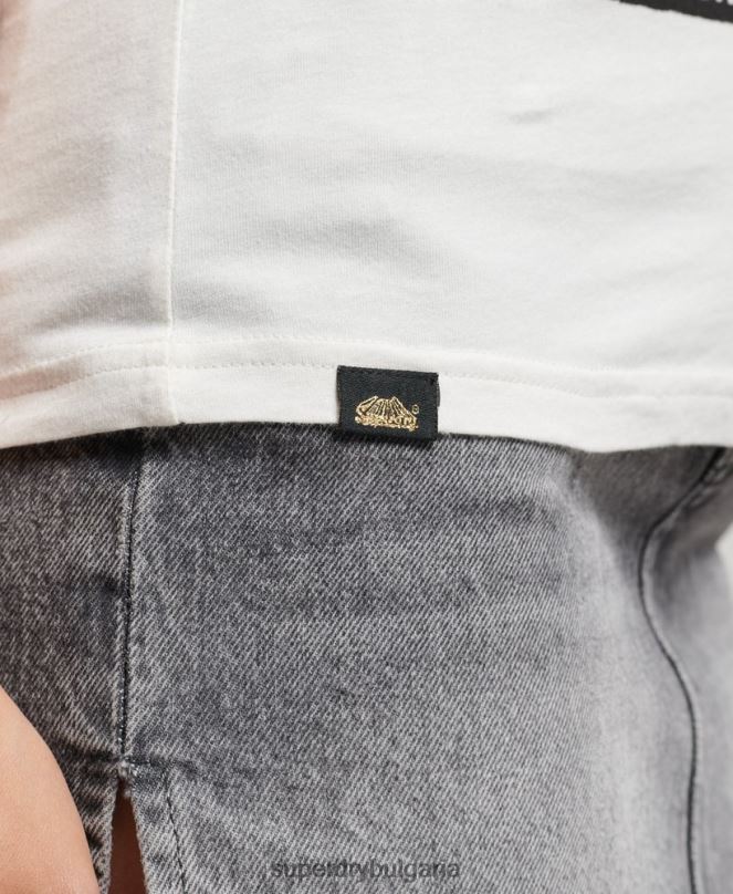 Superdry облекло N00H2688 сметана Жени тениска с lo-fi плакат