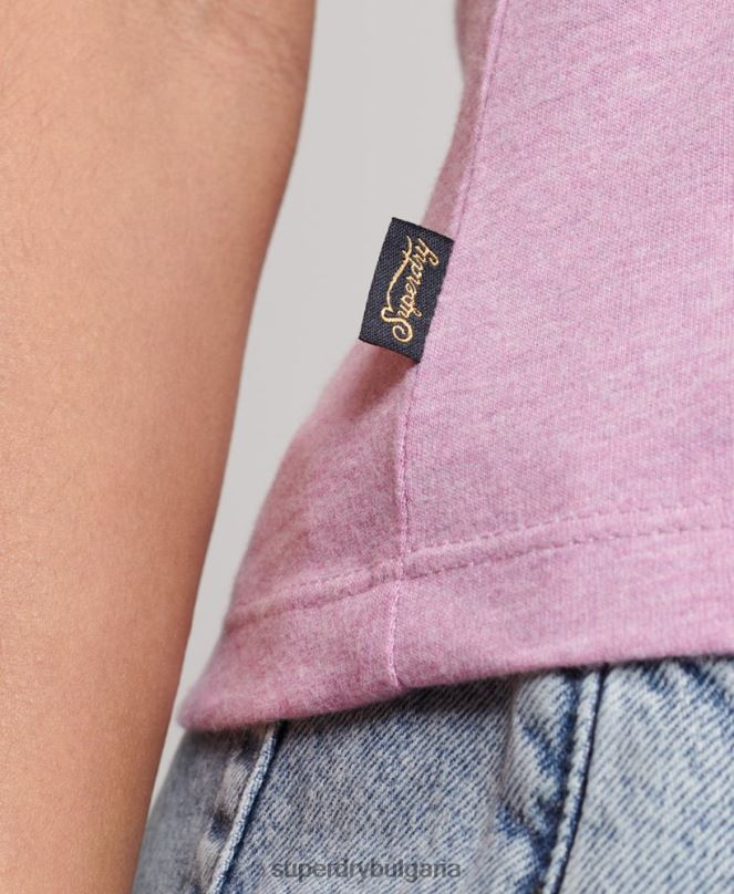 Superdry облекло N00H2690 лилаво Жени ретро тениска с капачка и ръкав с лого
