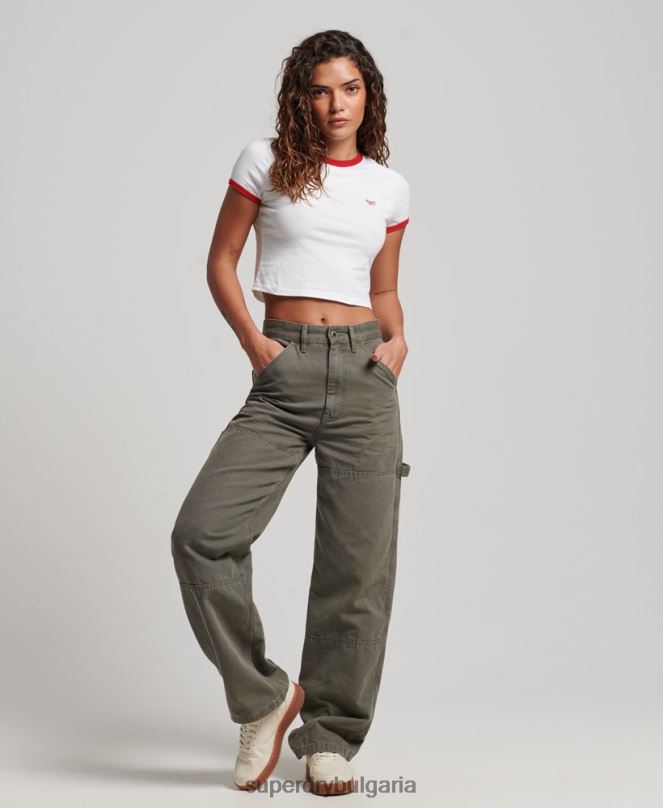 Superdry облекло N00H2691 бяло Жени тениска тип ringer от органичен памук