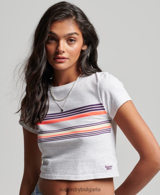 Superdry облекло N00H2692 сиво Жени тениска с винтидж райета