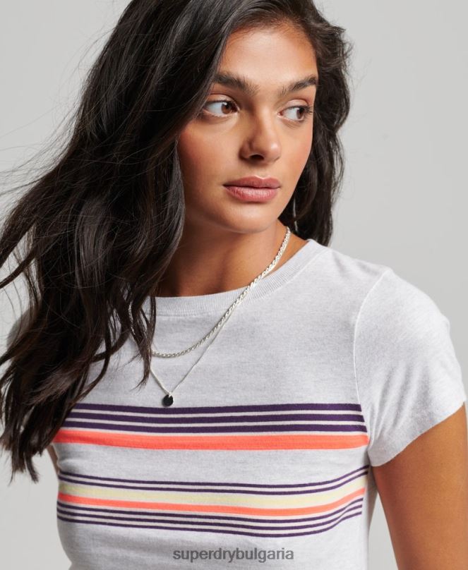 Superdry облекло N00H2692 сиво Жени тениска с винтидж райета
