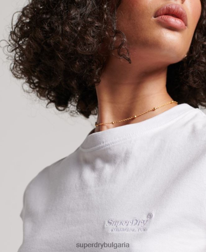 Superdry облекло N00H2693 бяло Жени ретро тениска с капачка и ръкав с лого