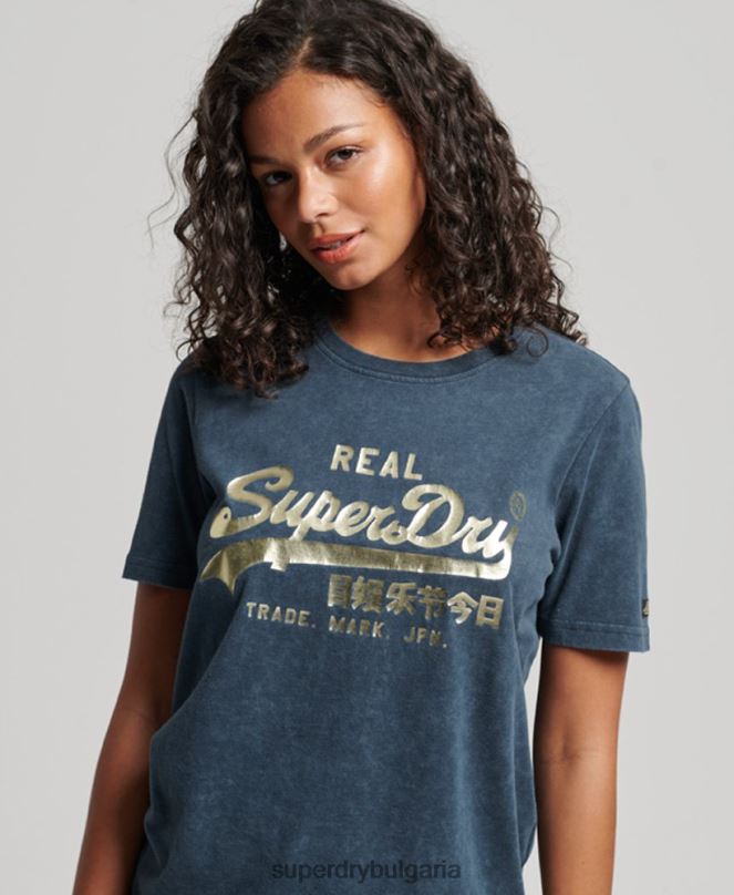 Superdry облекло N00H2695 военноморски флот Жени тениска с ретро лого