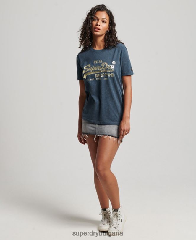 Superdry облекло N00H2695 военноморски флот Жени тениска с ретро лого