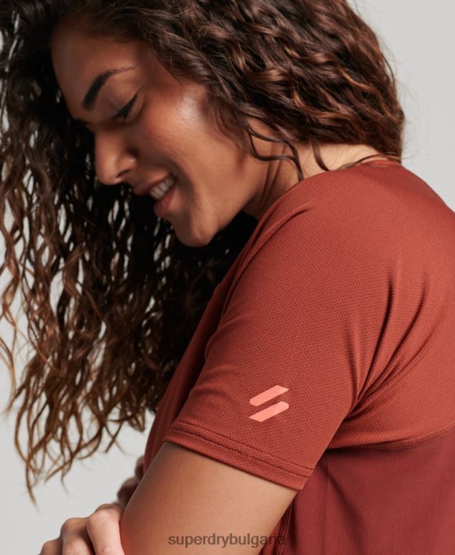 Superdry облекло N00H2697 кафяво Жени основна активна тениска