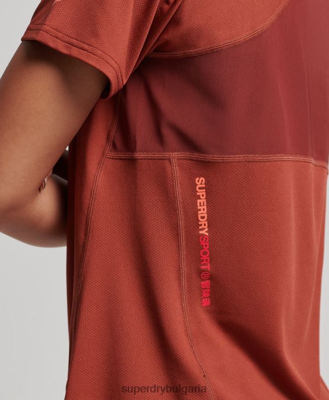Superdry облекло N00H2697 кафяво Жени основна активна тениска