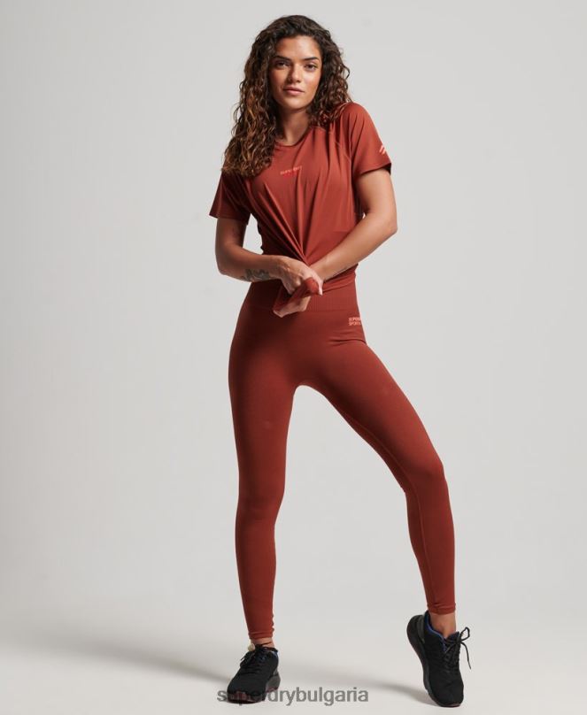 Superdry облекло N00H2697 кафяво Жени основна активна тениска
