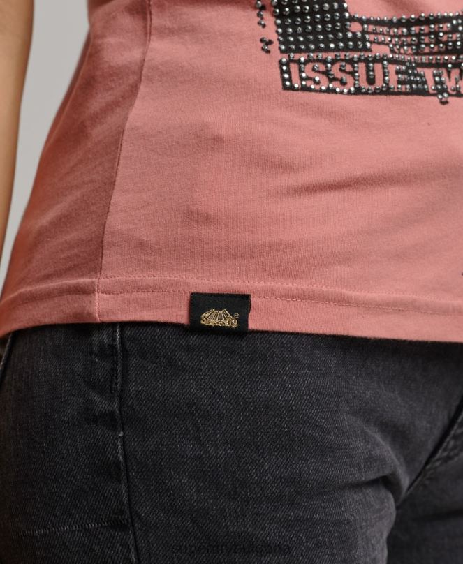 Superdry облекло N00H2698 розово Жени тениска с lo-fi плакат