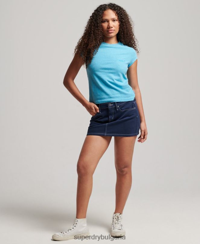 Superdry облекло N00H2700 син Жени ретро тениска с капачка и ръкав с лого