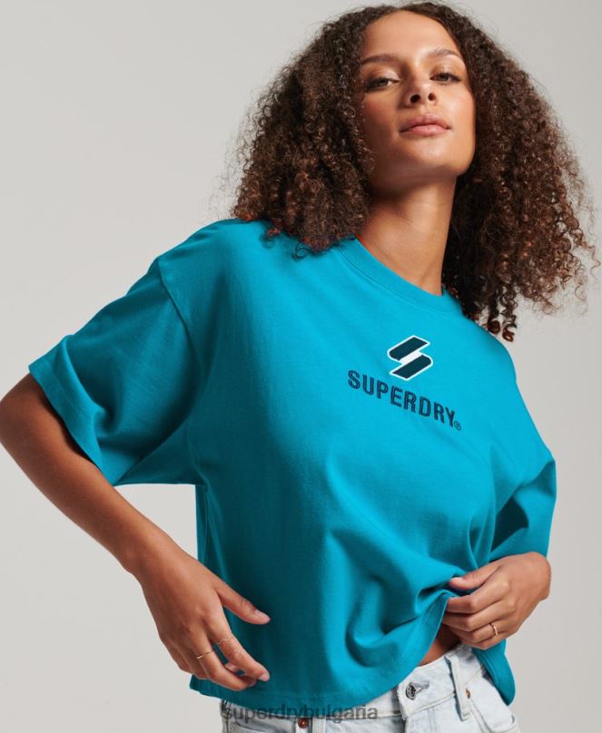 Superdry облекло N00H2702 син Жени квадратна тениска с подреден код