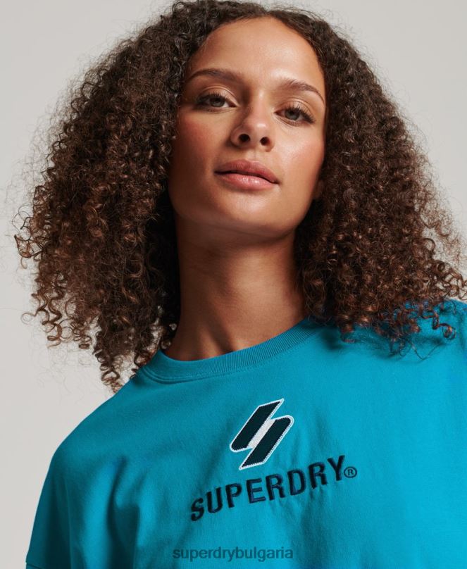 Superdry облекло N00H2702 син Жени квадратна тениска с подреден код