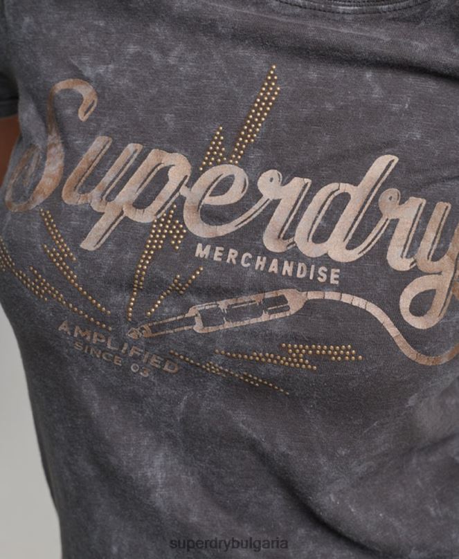 Superdry облекло N00H2708 черен Жени тънка тениска от магазин за ретро стоки